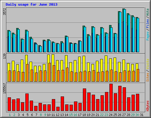 Daily usage for June 2013