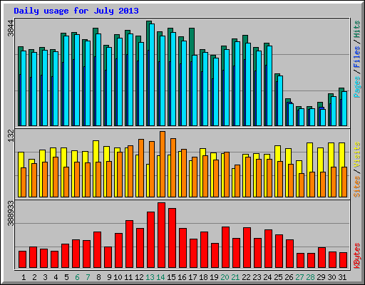 Daily usage for July 2013