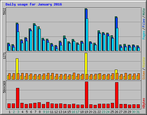 Daily usage for January 2016