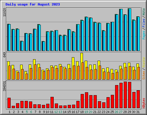 Daily usage for August 2023