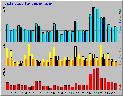 Daily usage for January 2025