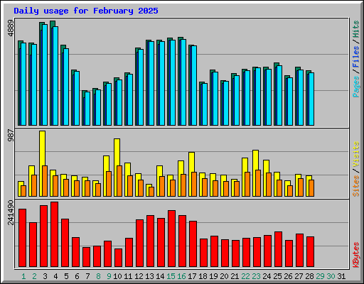 Daily usage for February 2025