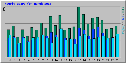 Hourly usage for March 2013