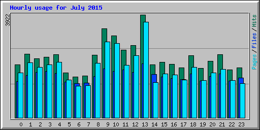 Hourly usage for July 2015